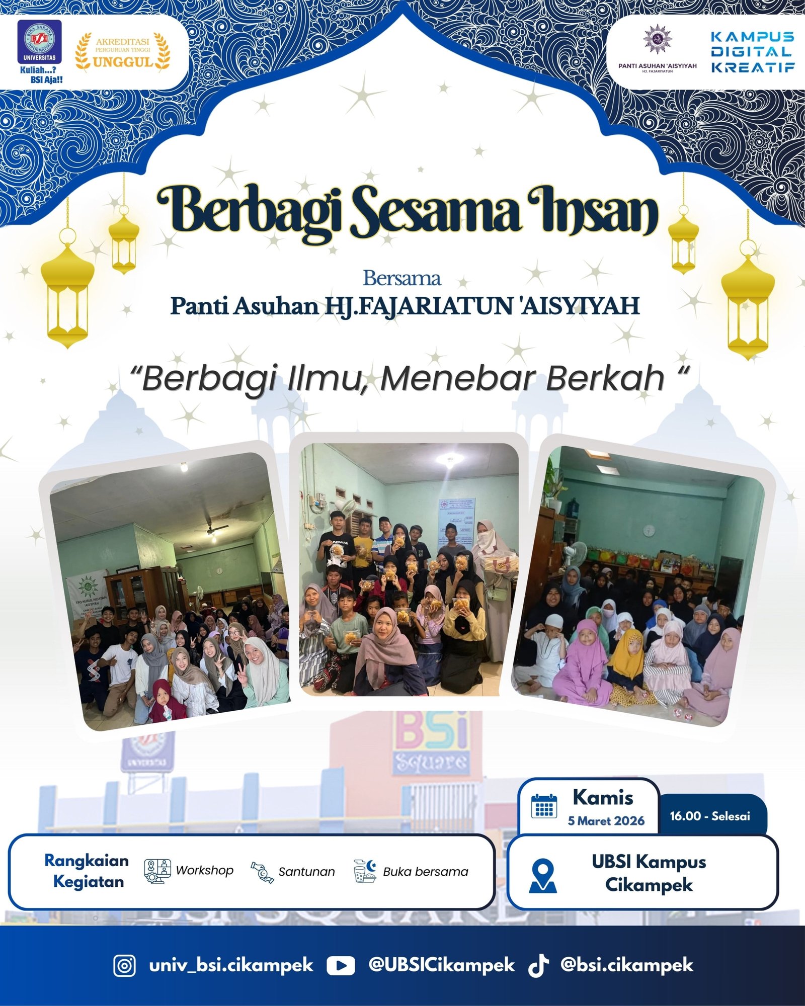 Berbagi Sesama Insan: UBSI Kampus Cikampek Gelar Kegiatan Sosial Bersama Panti Asuhan Hj. Fajariatun ’Aisyiyah