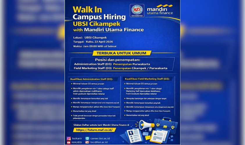 Lowongan kerja langsung di UBSI Cikampek