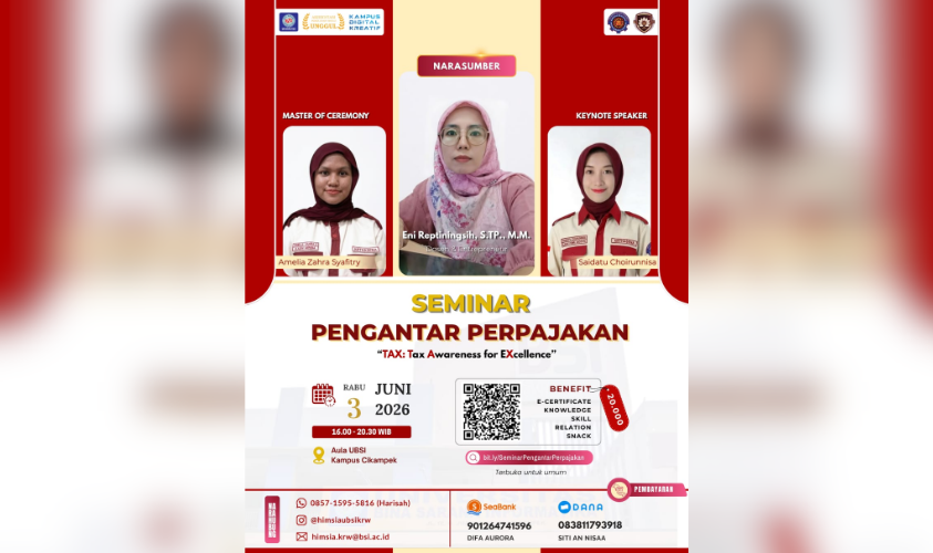 Poster Seminar Pengantar Perpajakan HIMSIA UBSI PSDKU Karawang 2026