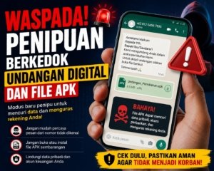 Ilustrasi Penipuan Digital melalui Undangan Digital Palsu dan File APK berbahaya