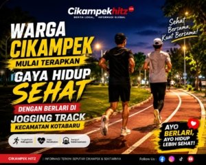 Warga Cikampek Berolahraga di Jogging Track Kecamatan Kotabaru pada sore hingga malam hari untuk menjaga kesehatan.