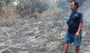 Kebakaran Lahan di Belakang Hotel Grand Mutiara Cikampek, Warga Bantu Padamkan Api